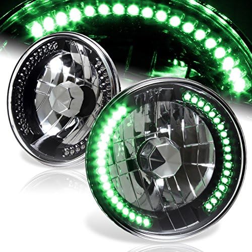 6017 H6024 Replacement 7" Round Black Housing Clear Lens Sealed Beam Chrome Reflector LED Headlight 2PCS (Blue)