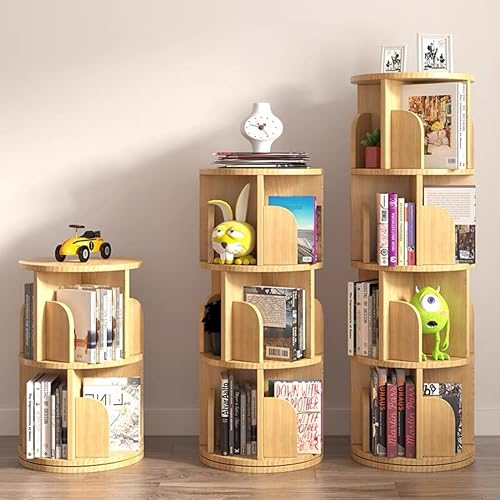 Miniatura 6 de Estantería giratoria de 4 niveles, estante de almacenamiento de 360 grados, estantería de madera para niños, estantes de almacenamiento giratorios,