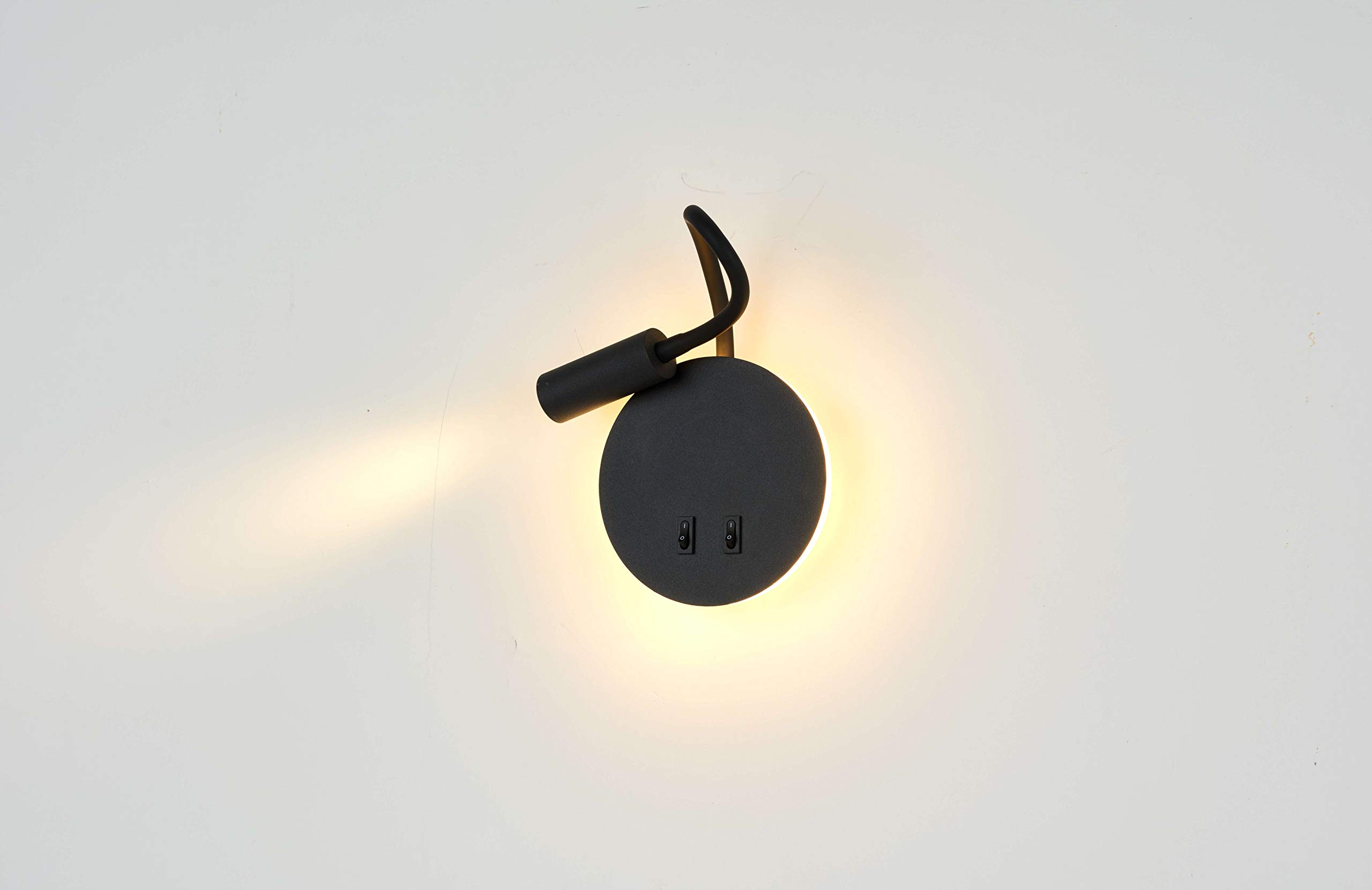 Budbuddy 3W+8W LED Lampe De Chevet Noir Applique Liseuse Applique De Chevet Pour Lire LED Lampe De Lecture De Cygne Flexible Moderne Liseuse Murale Chambre Avec Interrupteur 3000K