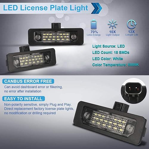Miniatura 10 de MbuyDIY Lámpara LED para matrícula compatible con Fusion 2006-2012, Mustang 2010-2014, Taurus 10-19, Flex Focus Lincoln MKX MKZ MKT MKS Mercury