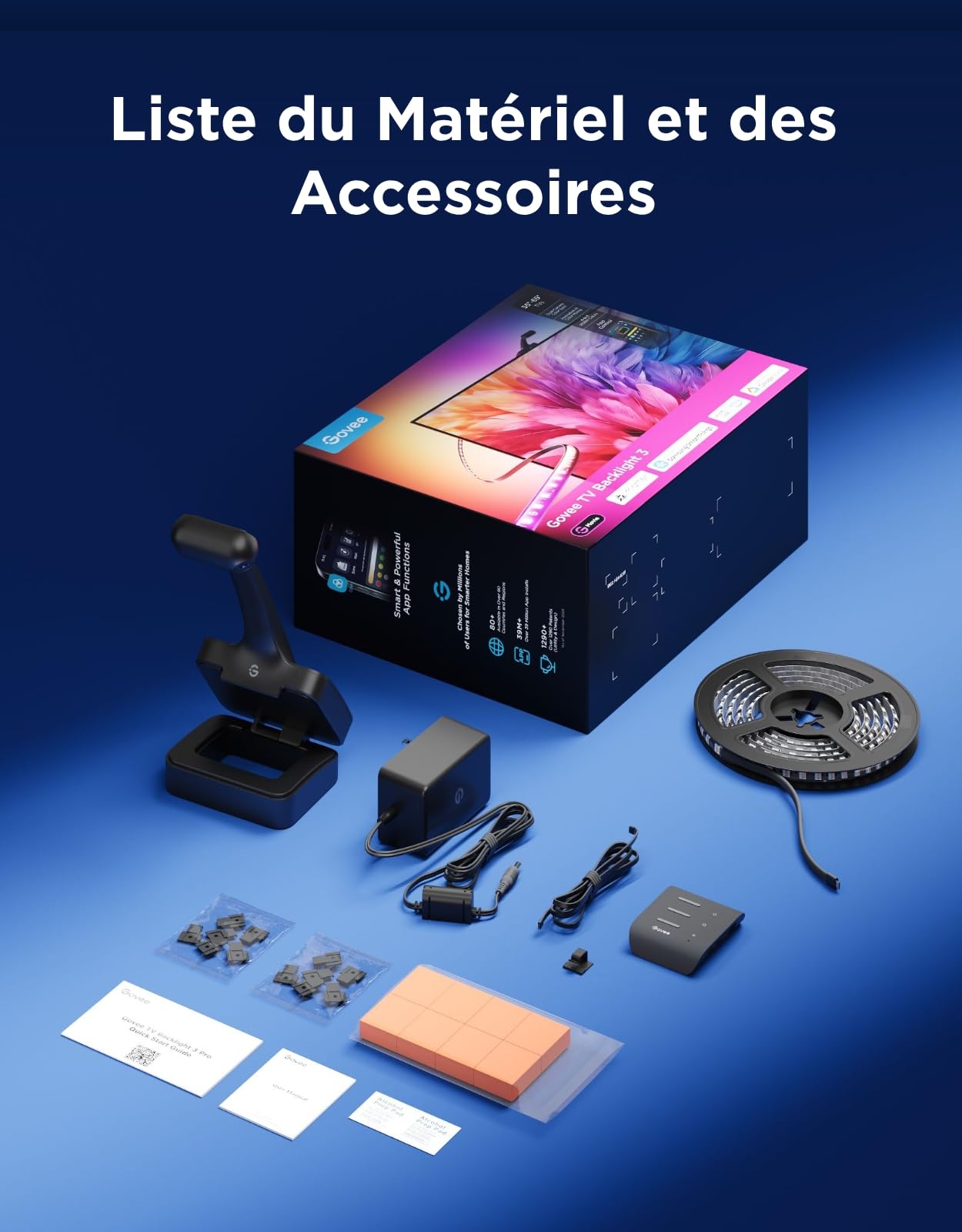 Govee Rétroéclairage TV LED 3 RGBWIC avec Double Caméra, Ruban LED TV 3,6m