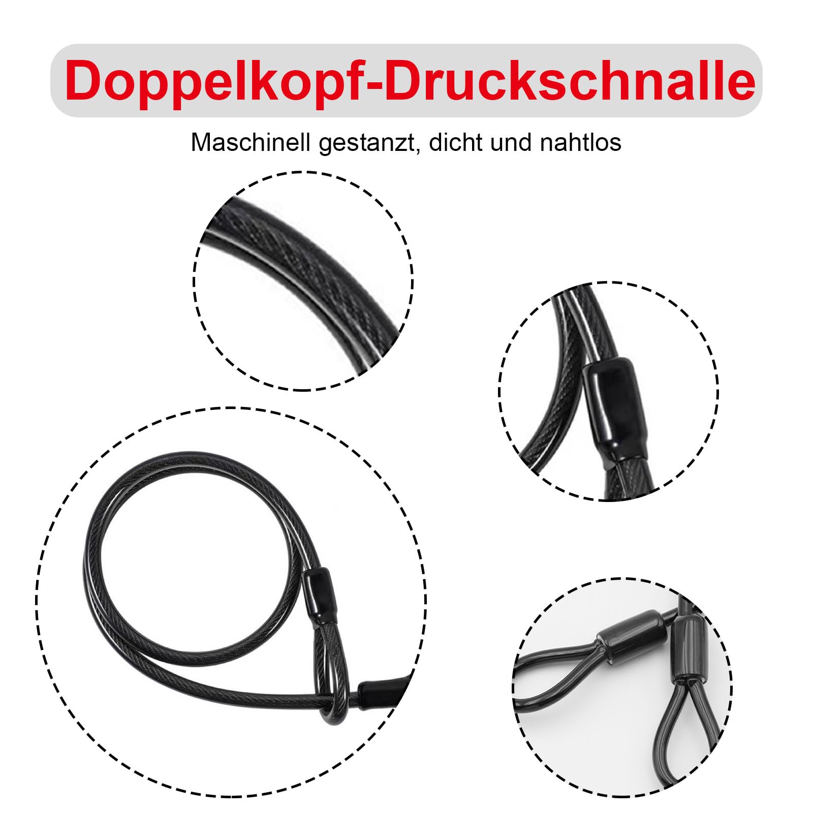 Cavo D'Acciaio Con Occhielli Da 1 Metro E 3 Mm – 2 Pezzi, Rivestito In Plastica Per Bicicletta, Moto E Lucchetti, Antiruggine E Resistente Al Taglio