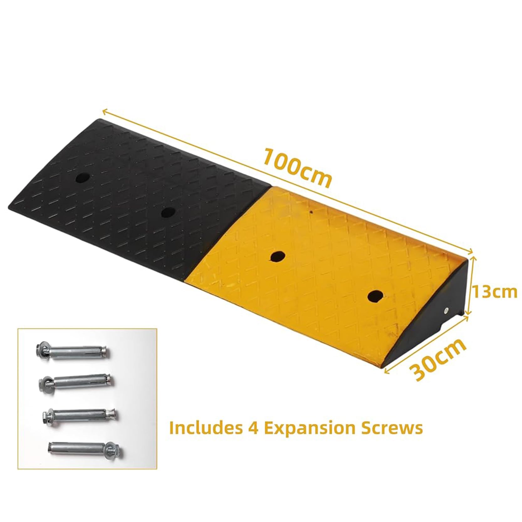 Rampe de Trottoir Robuste, Rampe de Seuil en Caoutchouc, Rampe pour Fauteuil Roulant, Rampe Portable, Rampe D'EntréE,pour Voitures, Camions, AlléEs, Trottoirs, 100 X 30 X 13 cm