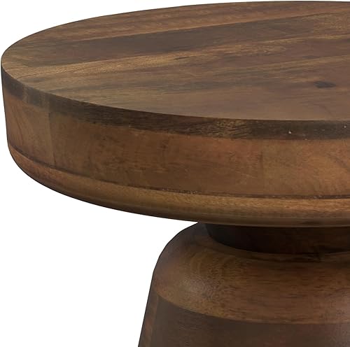 Miniatura 8 de SIMPLIHOME Robbie - Mesa decorativa redonda de madera maciza de mango de 16 pulgadas de ancho, contemporánea en marrón nogal, totalmente montada,