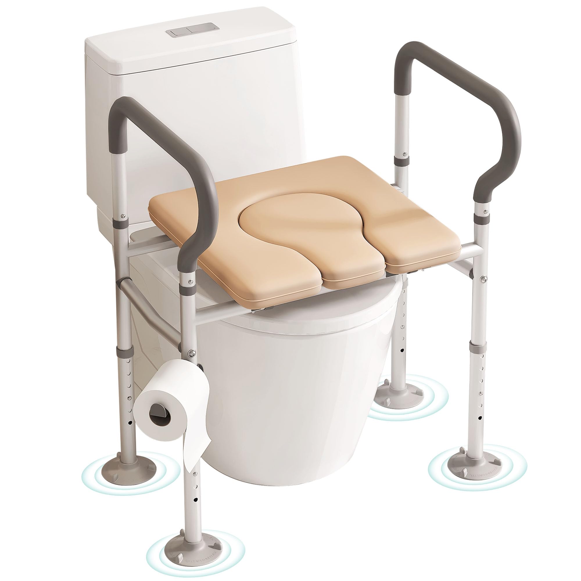 Raised Toilet Seat with Handles - Adjustable Width Height Elevated Toilet Seat,400 lbs Weight Capacity,Toilet Seat with Armrests for Seniors,Pregnant Women and Disabled,Fits Any Toilets