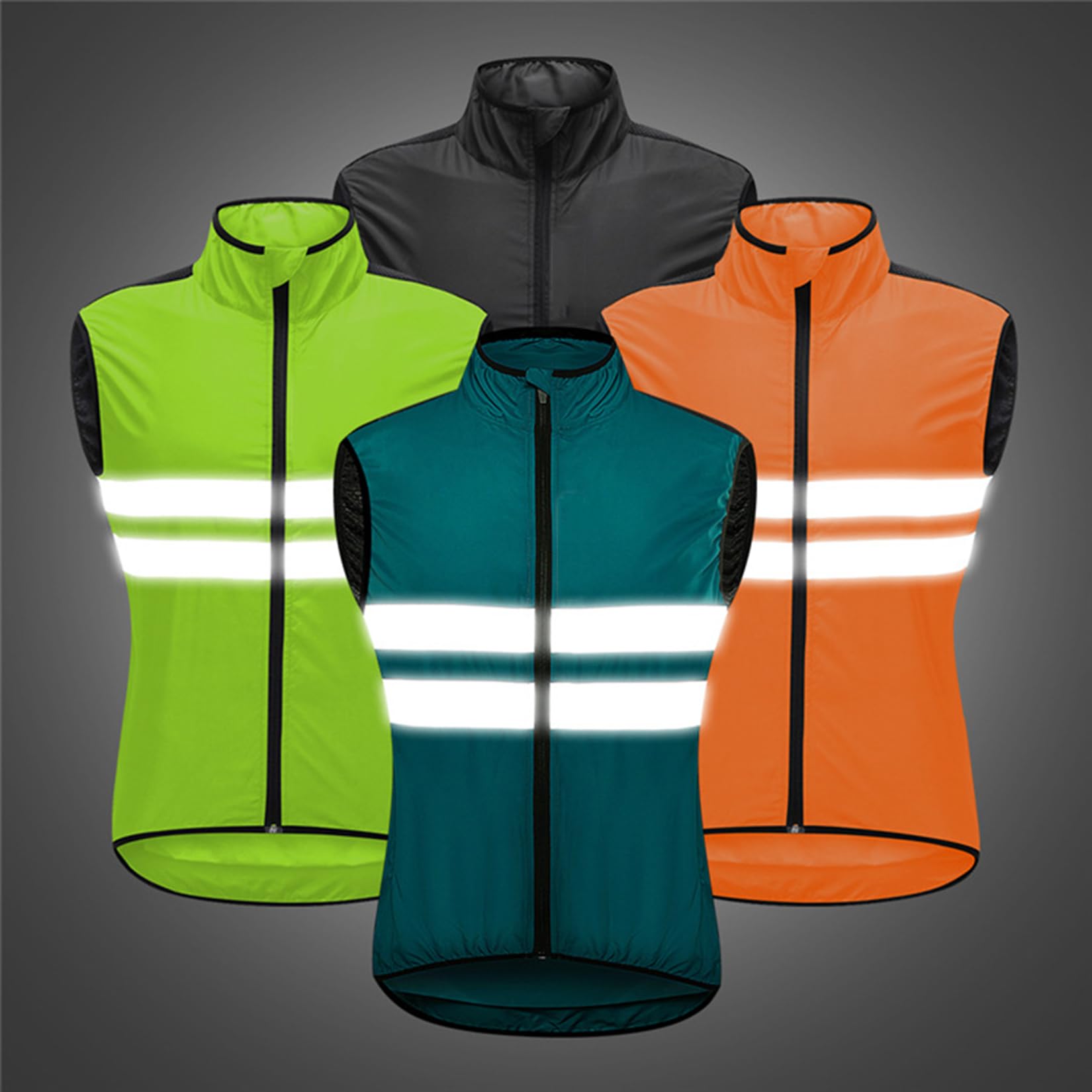 Chalecos De Ciclismo De Alta Visibilidad Hombres Mujeres Chaleco Softshell Reflectante Ropa De Abrigo A Prueba De Viento Chalecos Chaqueta Sin Mangas,Orange-3XL