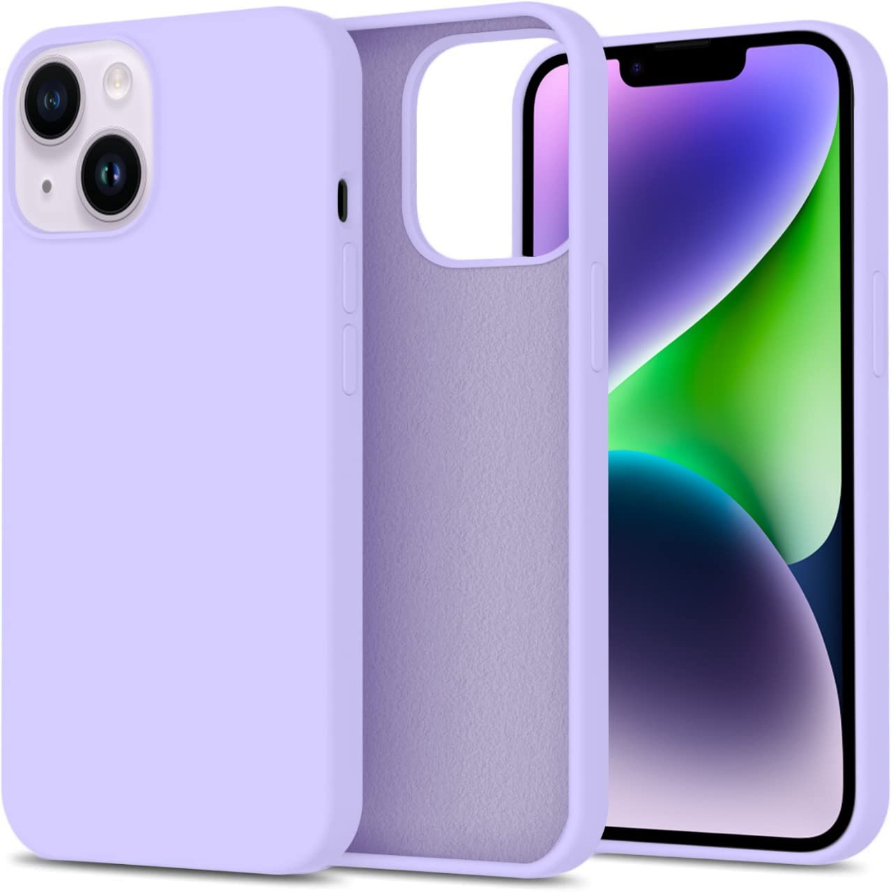 LOXXO® Microfiber Candy Case Compatible for iPhone 14 Plus, Shockproof Slim Back Cover Liquid Silicone Case (Purple)