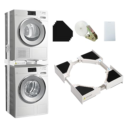 Universal Washer Dryer Stacking Kit for 24-29 Inch Front Load Machines with Adjustable Frame and Ratchet Straps - Stack Washer and Dryer to Save Space