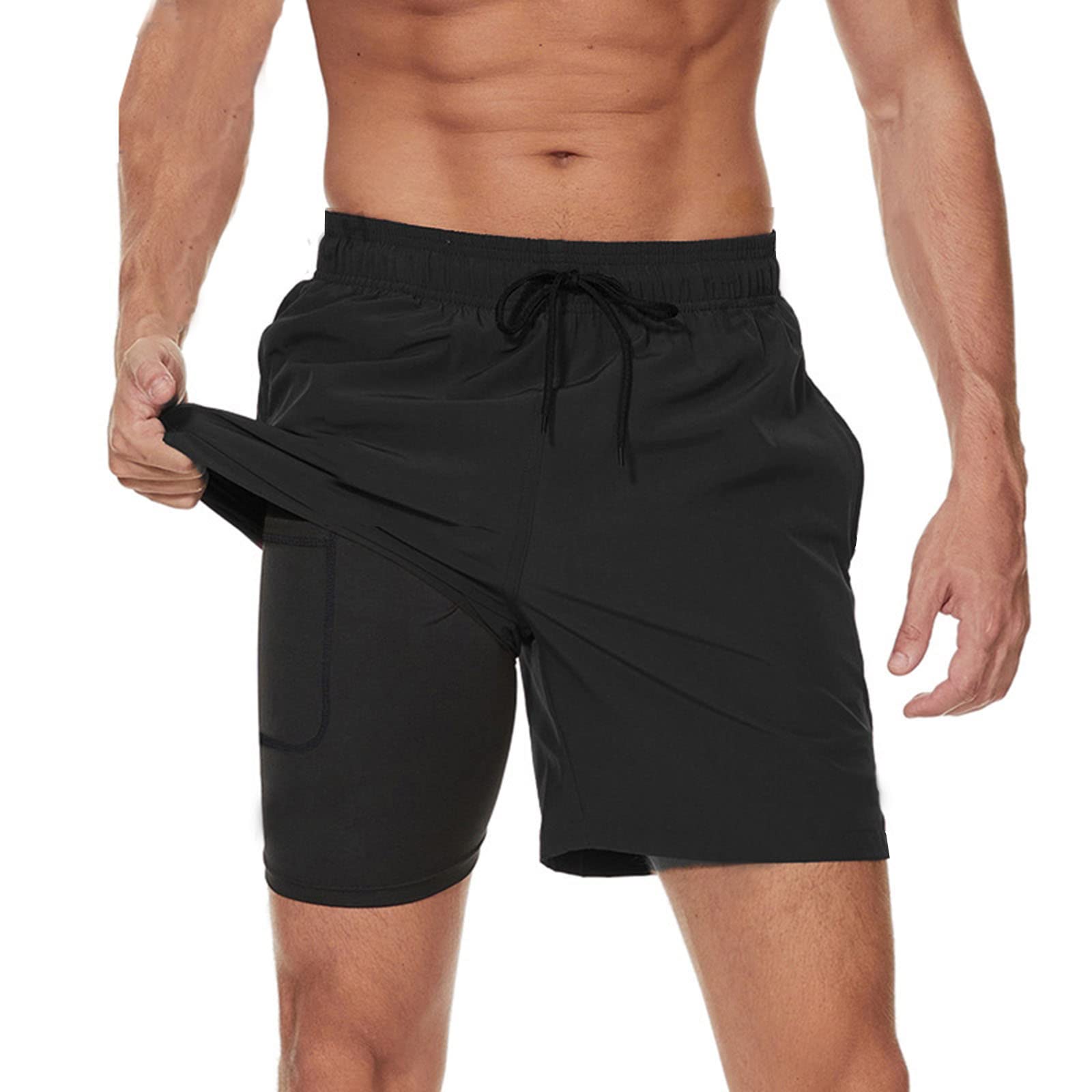 JustSun Badehose Herren Schnelltrocknend Boardshorts mit Mesh-Futter und Verstellbarem Tunnelzug