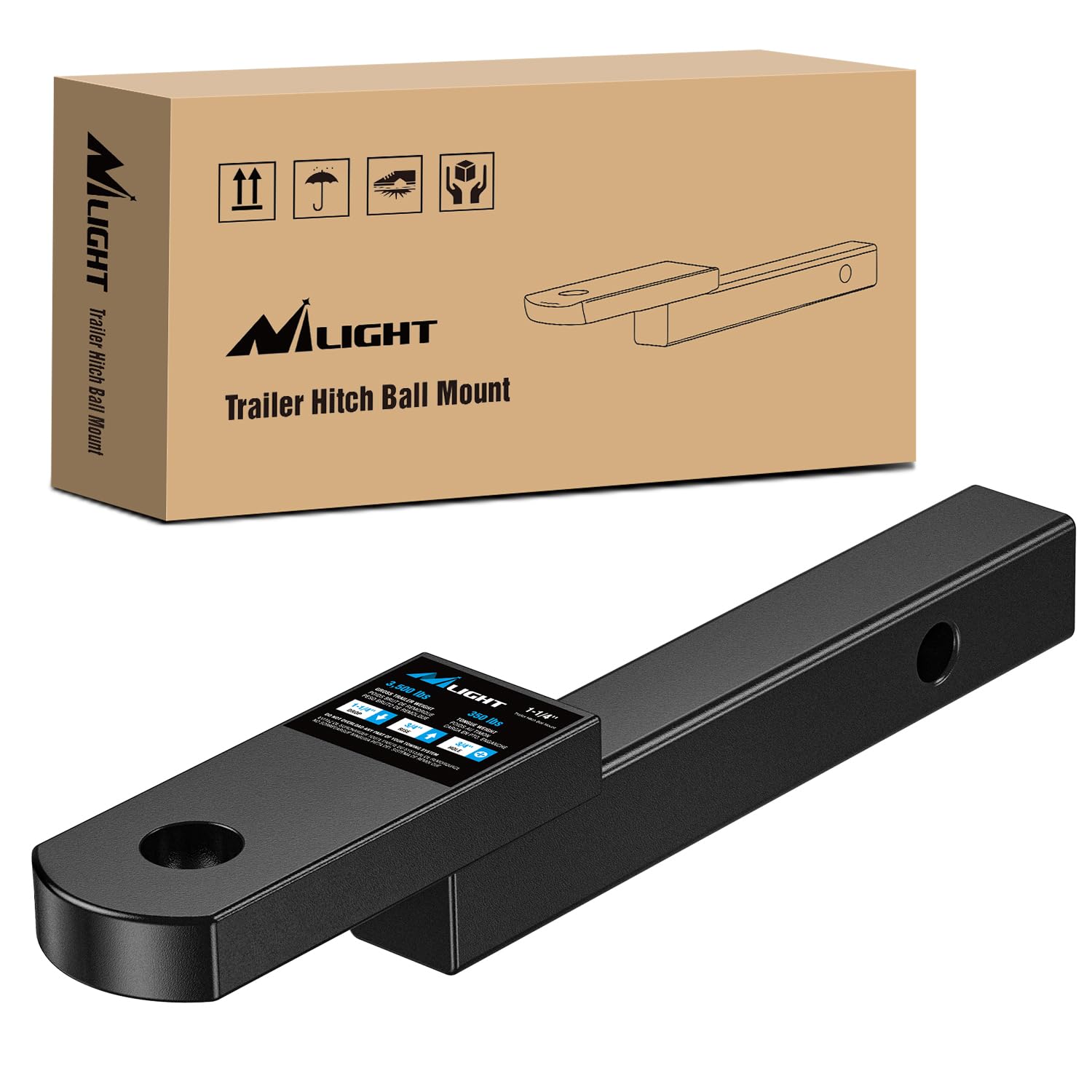 Nilight Trailer Hitch Mount Fits 1-1/4" Receiver Tubes