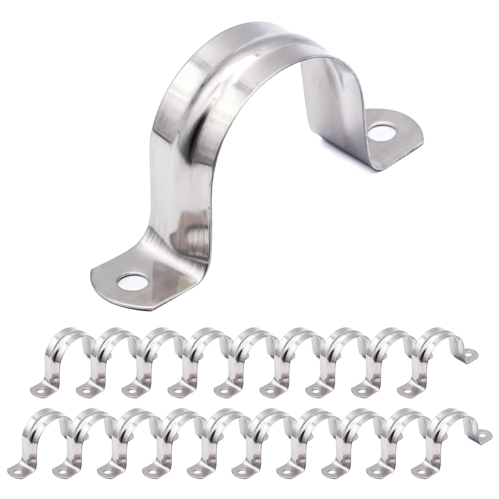 Superfa Silver 40Mm U Shaped Pipe Strap Clamps, 20Pcs