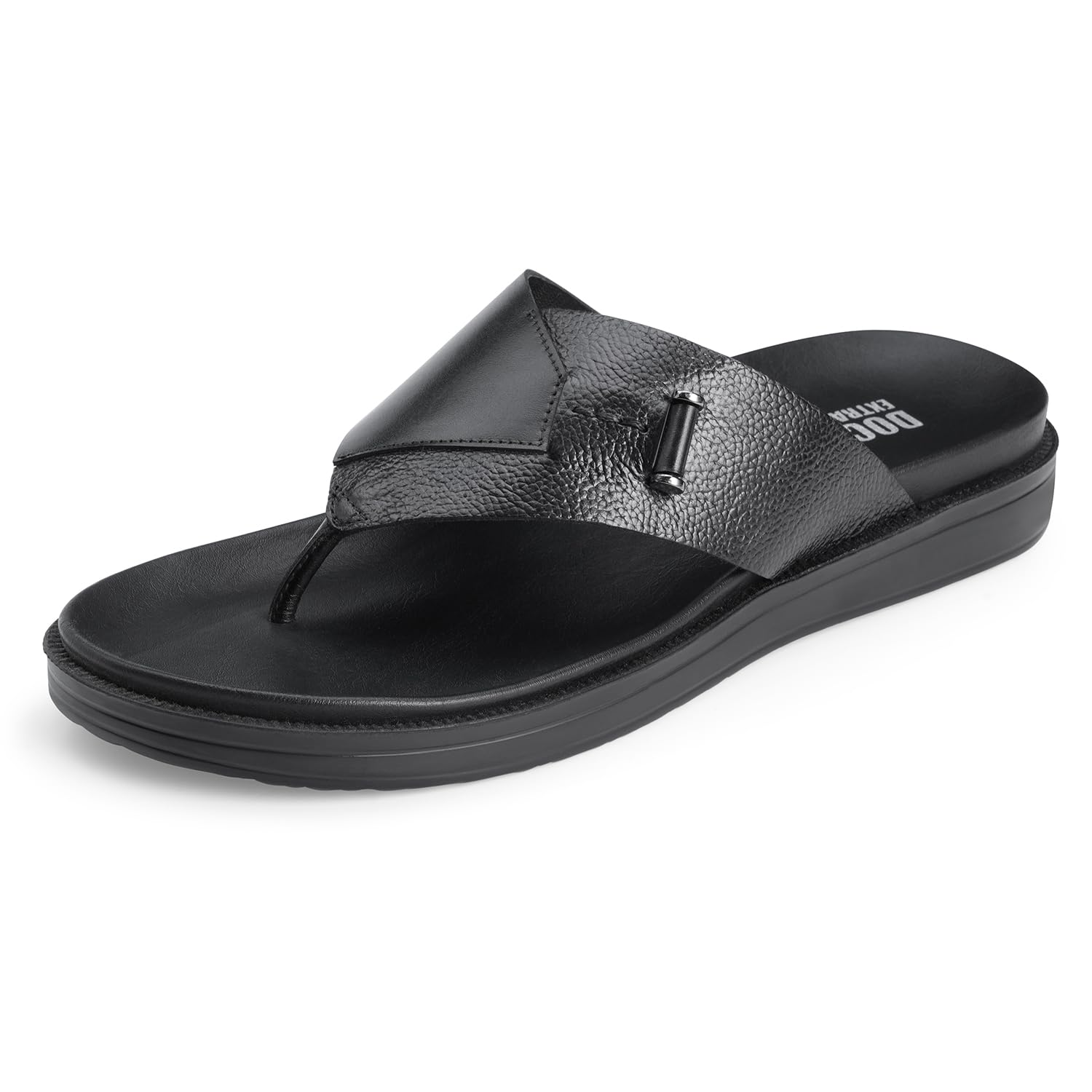 Men's Classic Casual Original Leather Thong Black/Brown Sandals/Chappals with Memory Foam Cushion| Stylish & Non-Slip|Comfortable & Lightweight |Flip flops Slippers Gents & Boys F-2