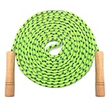 16 FT Double Dutch Jump Rope for Kids - Wooden Handle - Adjustable Cotton Braided Fitness Skipping Rope for Fitness&comma; Outdoor Fun&comma; School Sports&comma; and Party Games