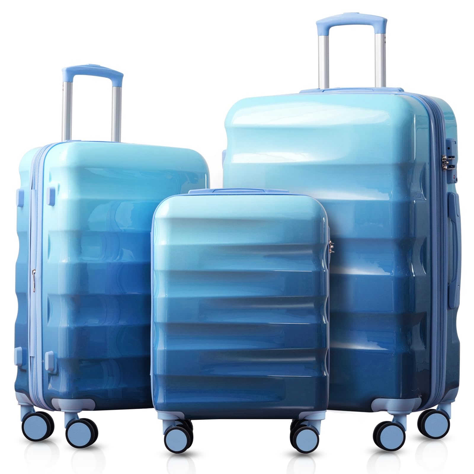 Merax Hardshell Luggage Set 3 Piece – 20"/24"/28" Expandable Colorful Glossy Suitcases with Spinner Wheels and TSA Lock, Lightweight Durable PC+ABS