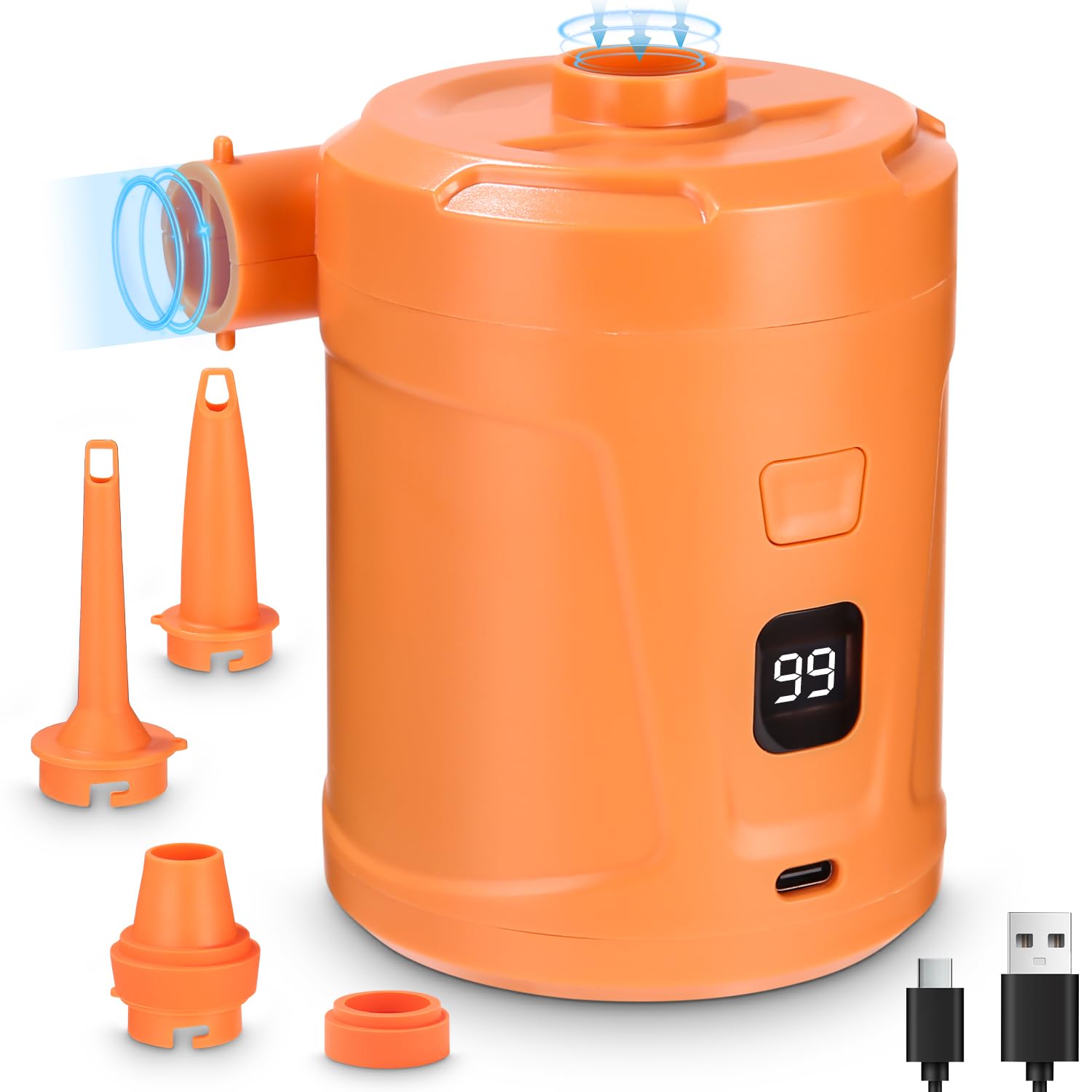 Pompa Elettrica,5200mAh Pompa Elettrica per Materasso Gonfiabile può essere rapida per Gonfiare e Sgonfiare,con 4 Ugelli D'aria,Adatto per Materasso Gonfiabile, Materassino Campeggio,Piscina