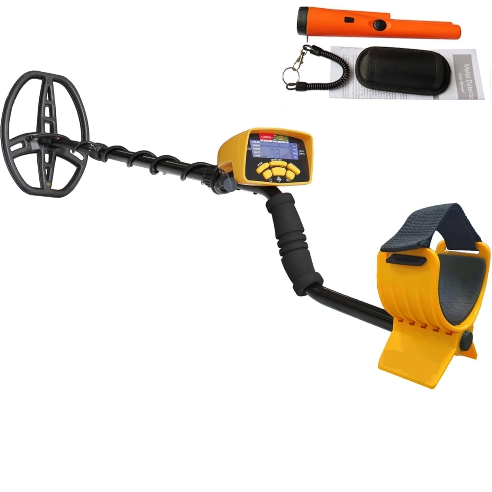 DELURA Detectores de Metales Detector de Metales con indicador Digital, buscador de Oro Ligero, Rango Largo subterráneo Montar rápidamente (Size : 6450 with Small Detector)