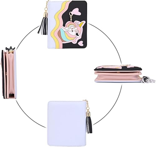 Miniatura 4 de UTO Cartera para niñas de cuero vegano pequeño borla colgante titular de la tarjeta Kawaii monedero 1166