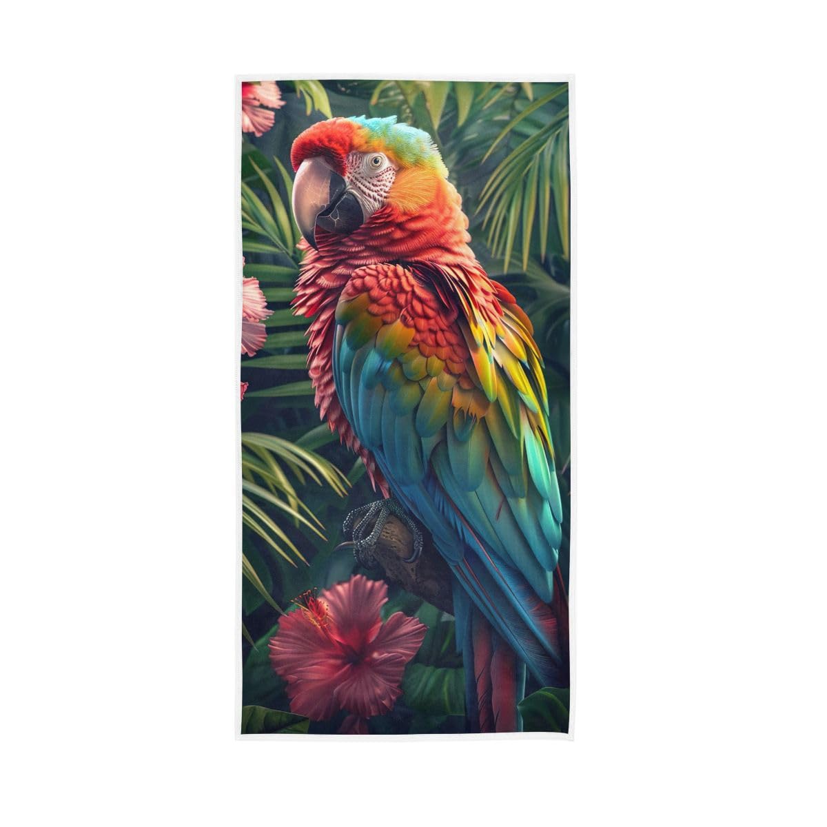 LSRCPD Colorful Parrot Tropical Flower Hand Towel, Bath Hand Towel 15 x 30 Inches, Decorative Towels