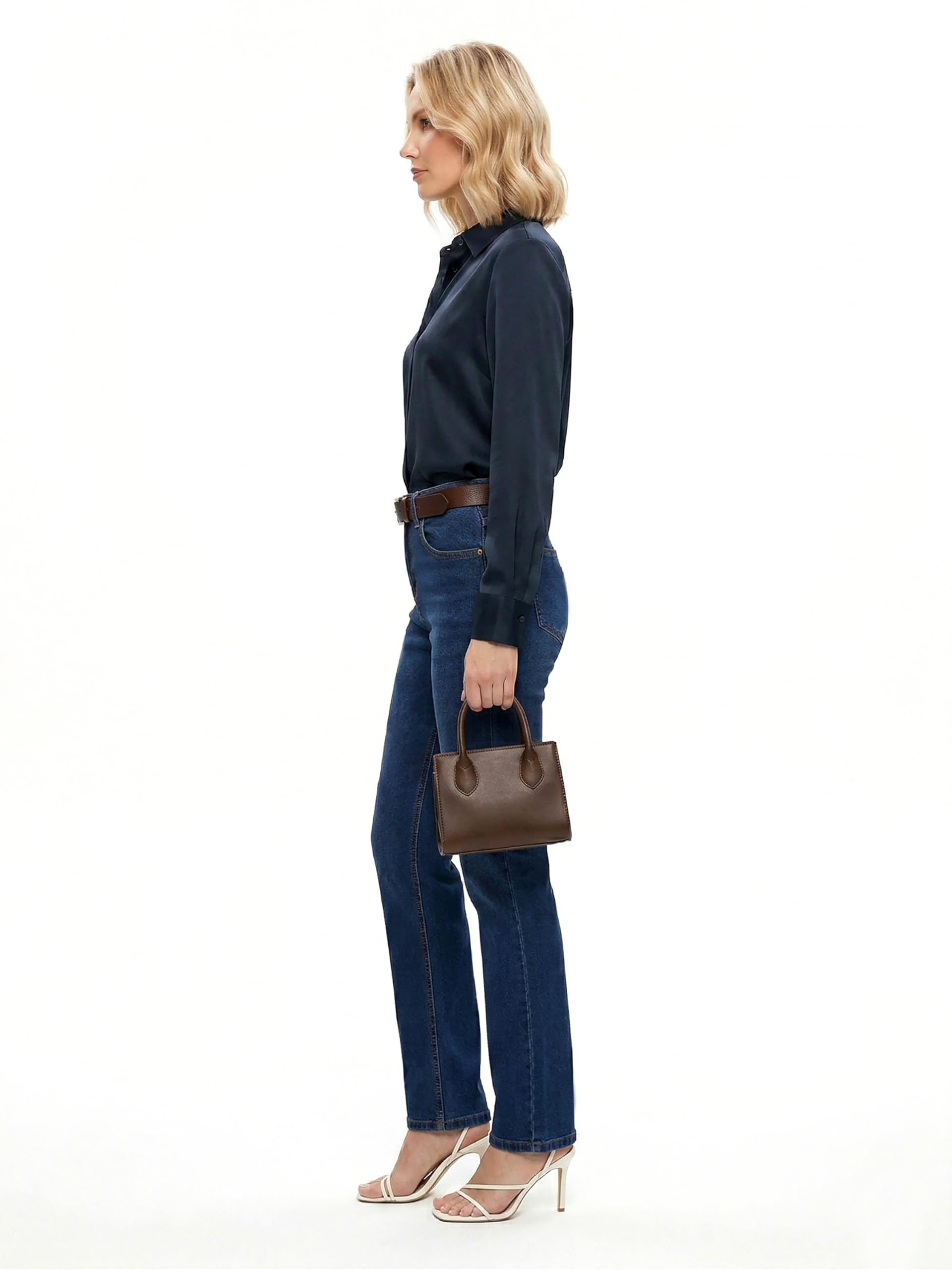 ESRA Stretch Damen Jeans Hose High Waist Jeans Damen Straight Leg Hose bis Übergröße G300