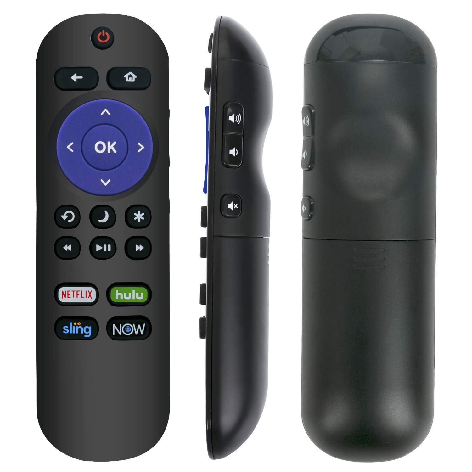 New Remote Control Replace for Hisense ROKU TV 43R6090G 43R7080E 50R6090G 50R7050E 55R6040F 55R6090G 32H4090E 40H4030F 40H4040E 32H4020E 32H4030F 32H4040E with 4 Shortcut Keys Netflix Hulu Sling Now