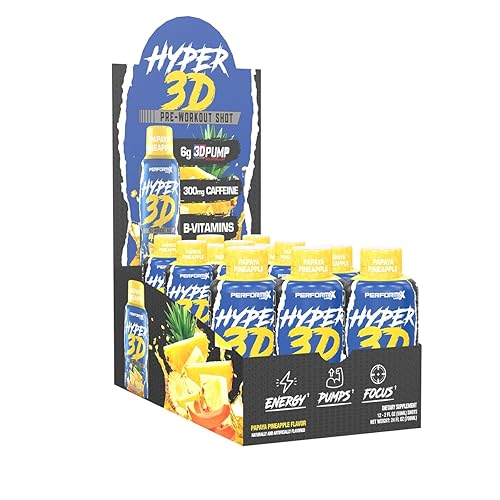 Hyper 3D Pre-Workout Shot líquido listo para beber  300 mg de cafeína  Energía  Bombas  Enfoque con citrulina y glicerol  Gran sabor  2 onzas