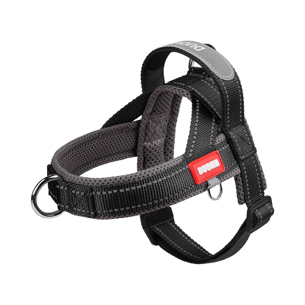 No Pull Dog Harness,Front Clip Dog Harness with Handle,Quick Fit - Easy Walk Reflective Frenchie Harnesses,Lightweight Padded No Choke Vest Pet Harnesses Black S