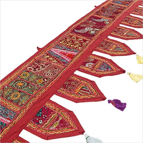 Eyes of India Decorative Patchwork Boho Throw Pillow Cover, Colorful Bohemian Cushion Case for Sofa Couch, Handmade Accent Bedroom Living Room (DT-Burgundy, 78" x 14")