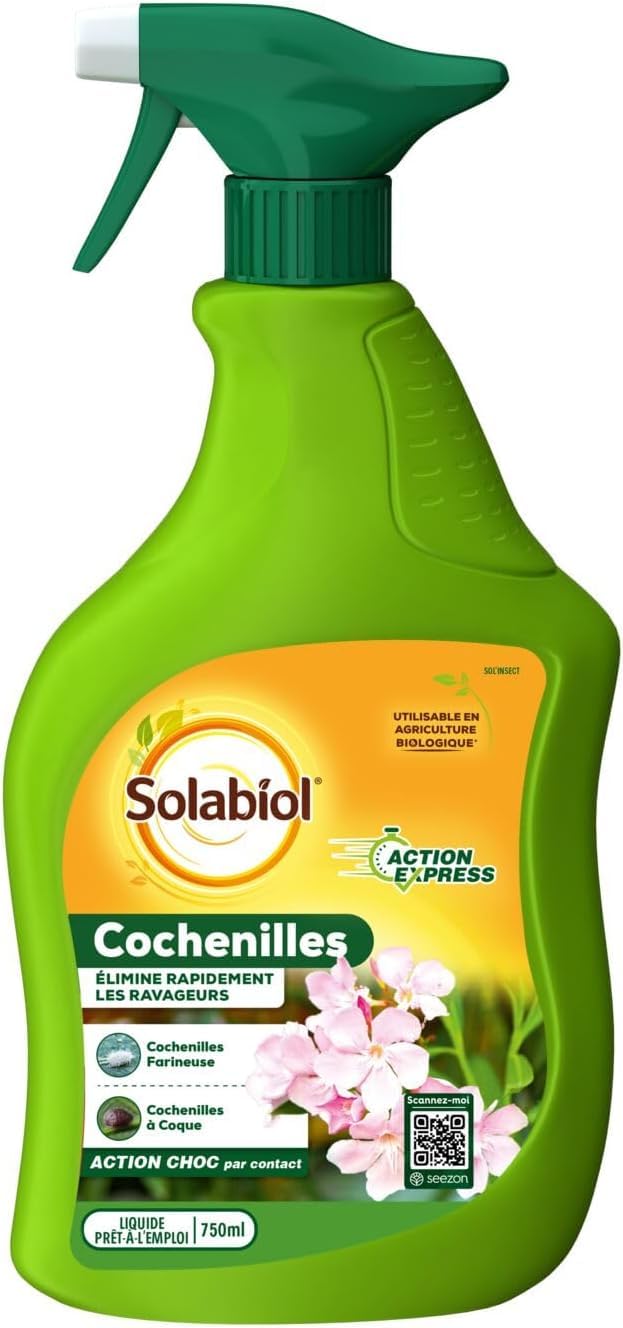 SOLABIOL Anti Cochenilles - Pulvérisateur - Prêt A L'emploi - 750ml - Élimine Oeufs Larves & Adultes - Action Rapide & Agit Par Contact - Utilisable En Agriculture Biologique SOCOCHPAL750N