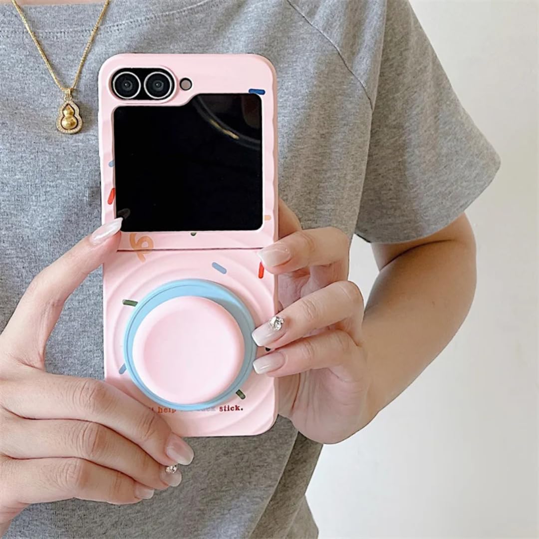 Coque Galaxy Z Flip5 rigide antichoc support magnétique à pois