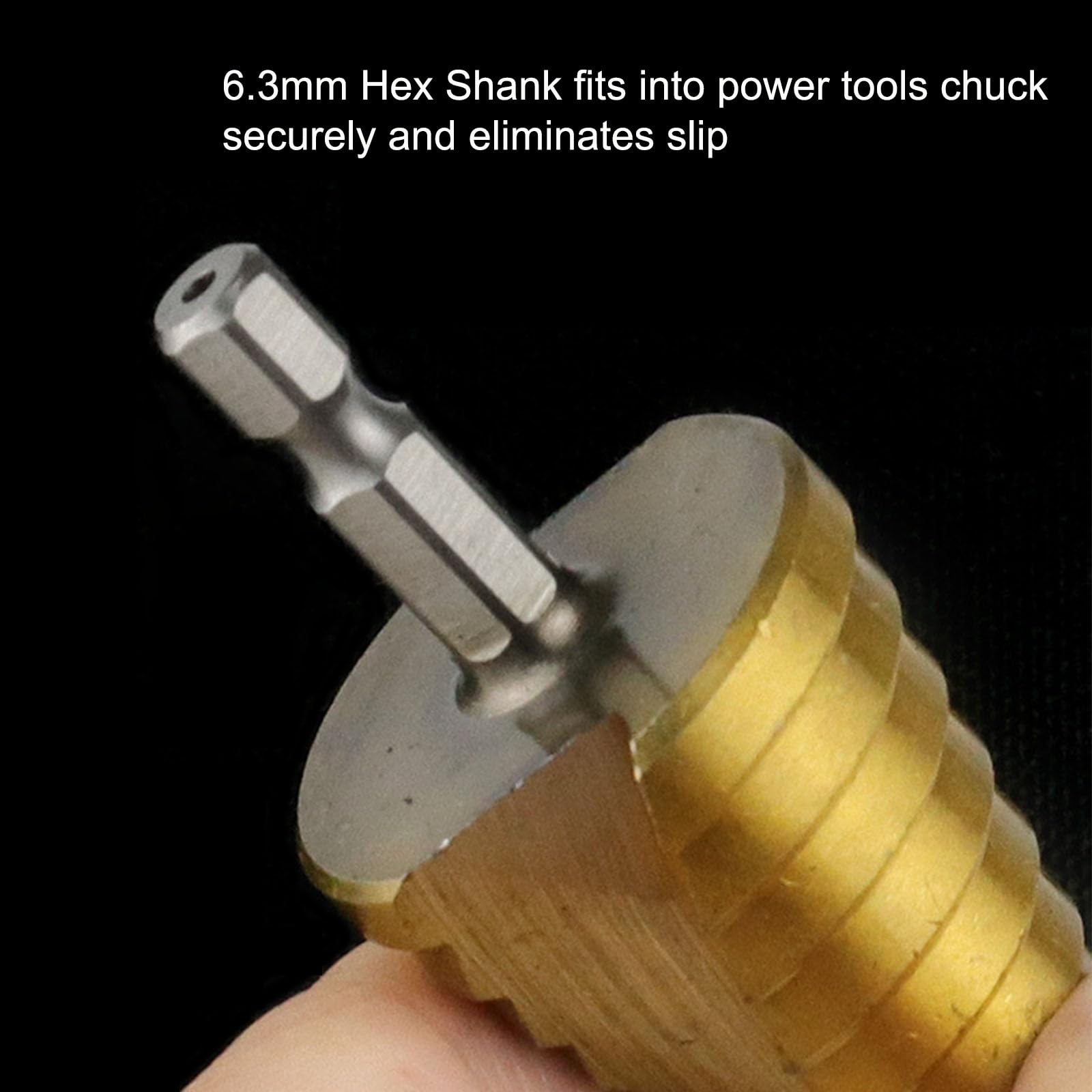 Spiral Grooved Step Drill Bit Set, Hex Shank Metric Bearing Steel Titanium Plating Spiral Pagoda Drill Bit Set - Image 4