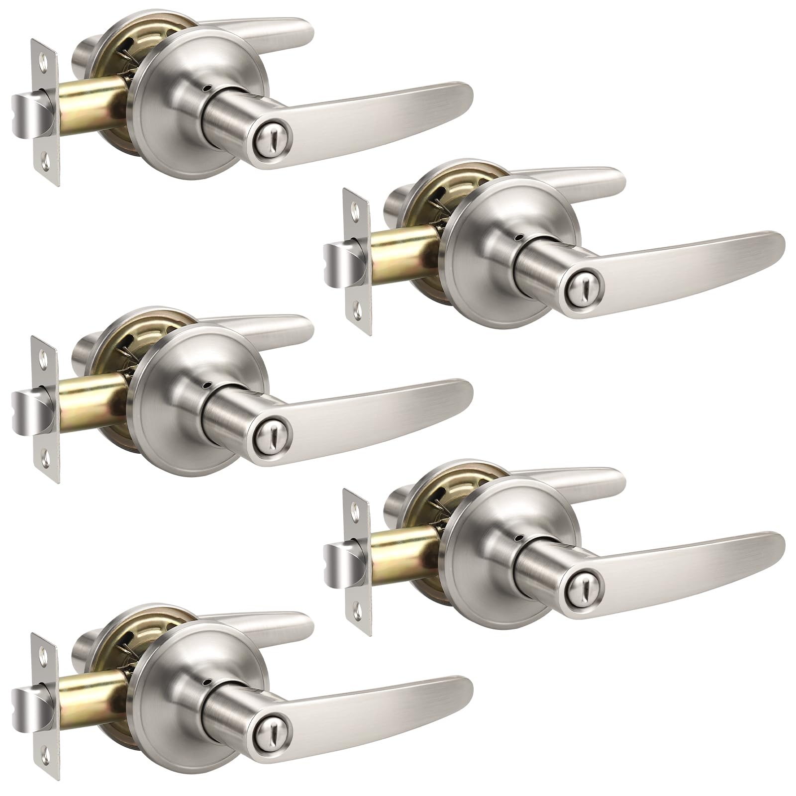 Satin Nickel Door Handles with Lock - Privacy & Security -18
