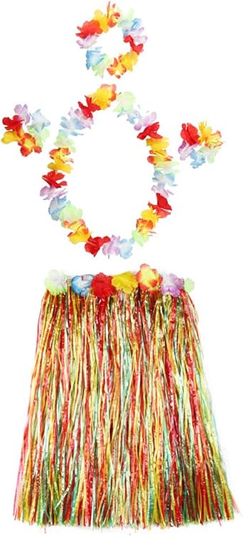 Grass Skirts for Adults Hula Skirt Plus Size Luau Dance Hawaiian Party Costume Elastic Waist Multicolor