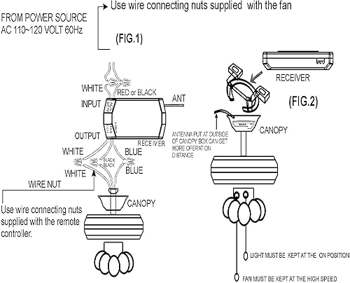 Miniatura 7 de Kit de control remoto universal para ventilador de techo con atenuador de luz, controlador de ventilador de tamaño pequeño de 3 velocidades, mini