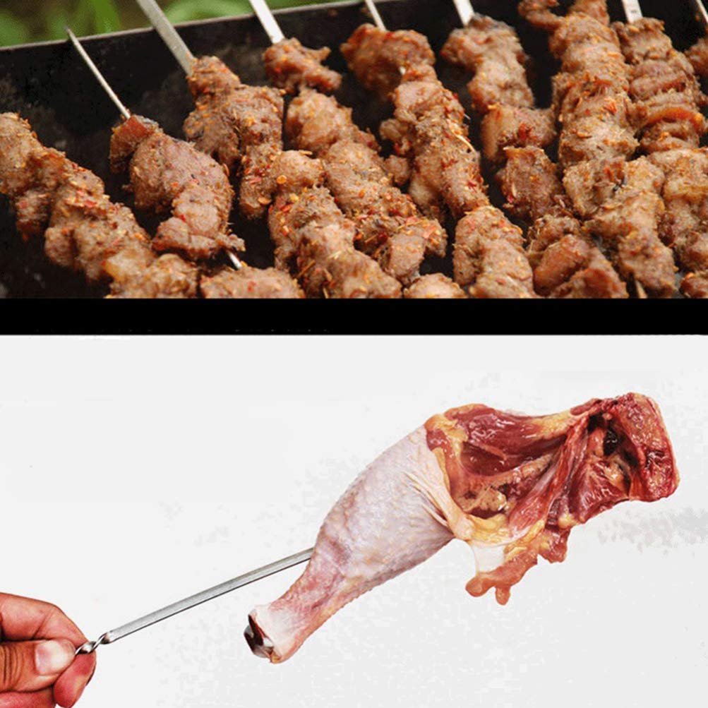 YARNOW 10pezzi Spiedini Per Barbecue in Acciaio Inox Da Set Di Spiedini Piatti Per Grigliate Manico Ondulato Cursore Integrato Per Facile Cottura Di Carne Verdure e Shish Kebab