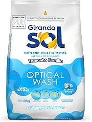 Lava Roupas em Pó Floral Paris Girando Sol 10Kg, Girando Sol, Sabão Em Pó Lava Roupa Perfumado, Azul, Optical Wash Biotecnologia Enzimática, Tamanho Família, Linha Profissional
