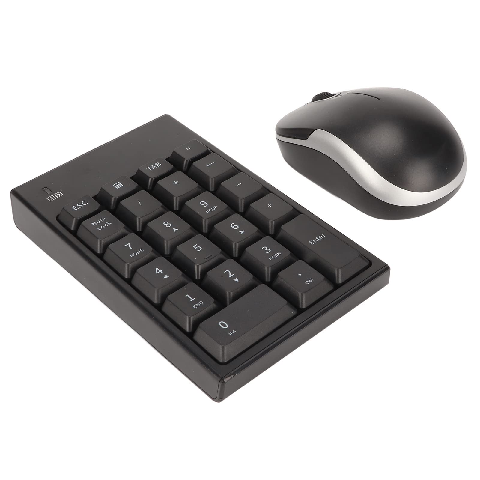Heayzoki Wireless Number Pad and Mouse, Mini 2.4G 22 Keys Financial Accounting Numeric Keypad and Mouse Combo with USB Receiver for Laptop PC Desktop