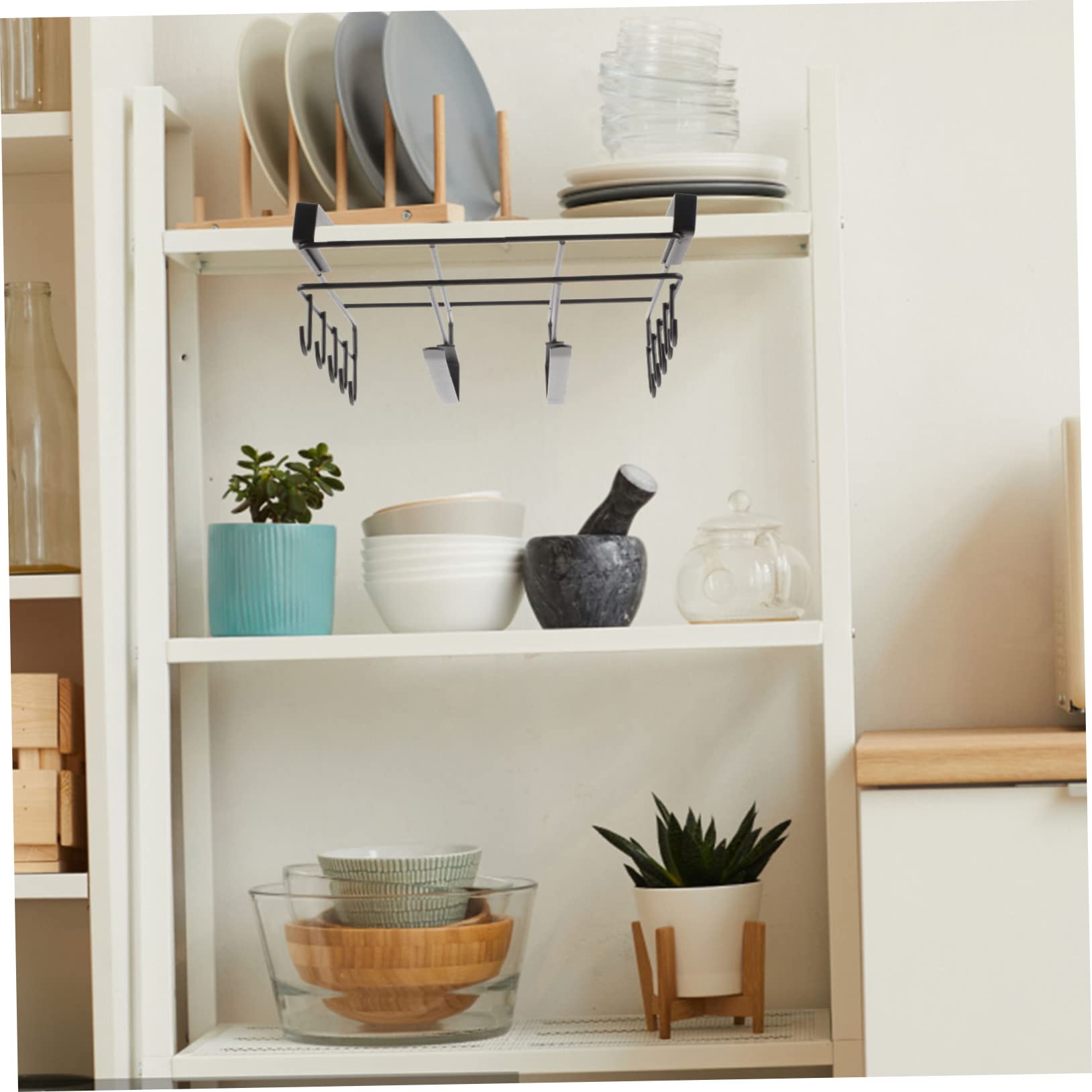 Soporte para Tapa de Olla de Cocina de Acero al Carbono Negro | Porta Tazas de Gabinete, Organizador de Tablas de Cortar, Bordes Redondeados, Diseño Simple y Fácil Limpieza