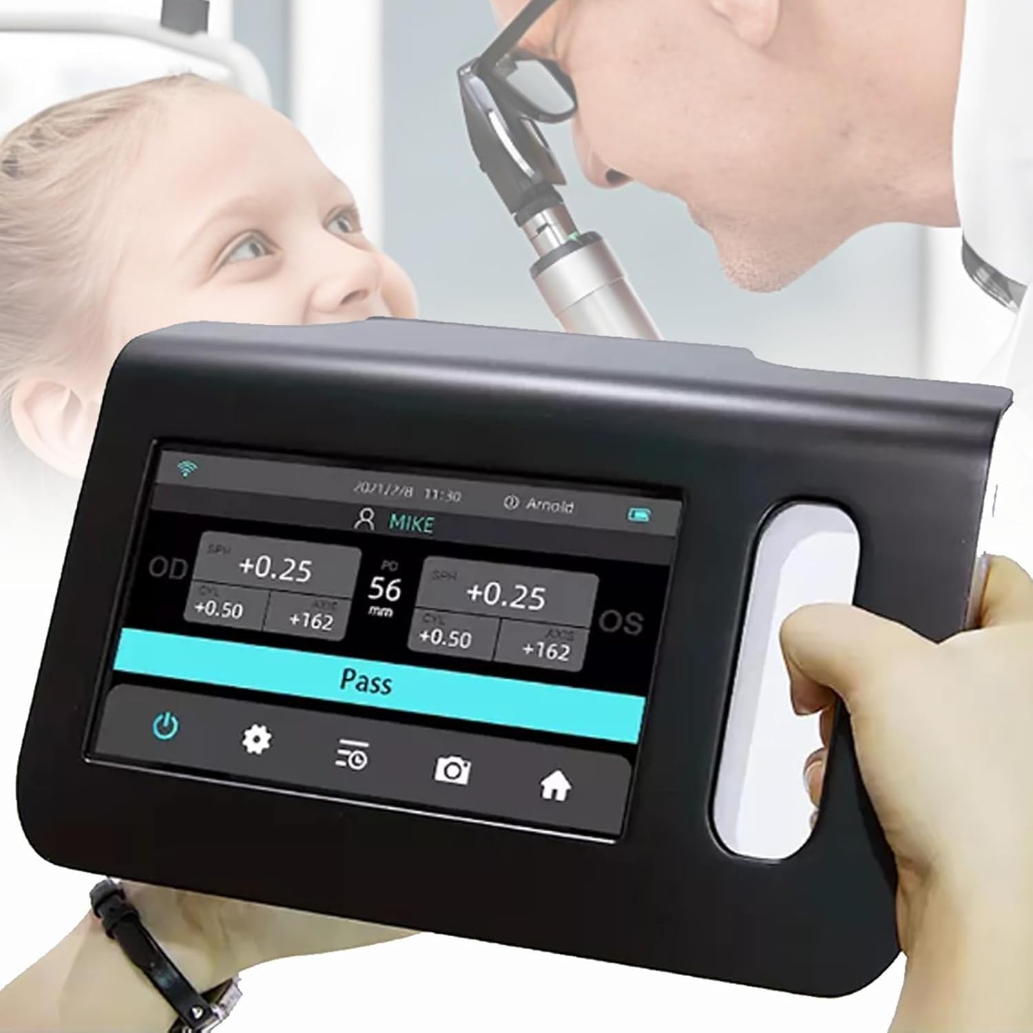 Aparat Do Badania Wzroku W Jaskrze, Przenośny Test Wzroku Z 7-Calowym Ekranem Dotykowym, Komfortowa Odległość 98 Cm/38,6 Cala, Szybka Detekcja W 3 Sekundy, 20 Pamięci Danych
