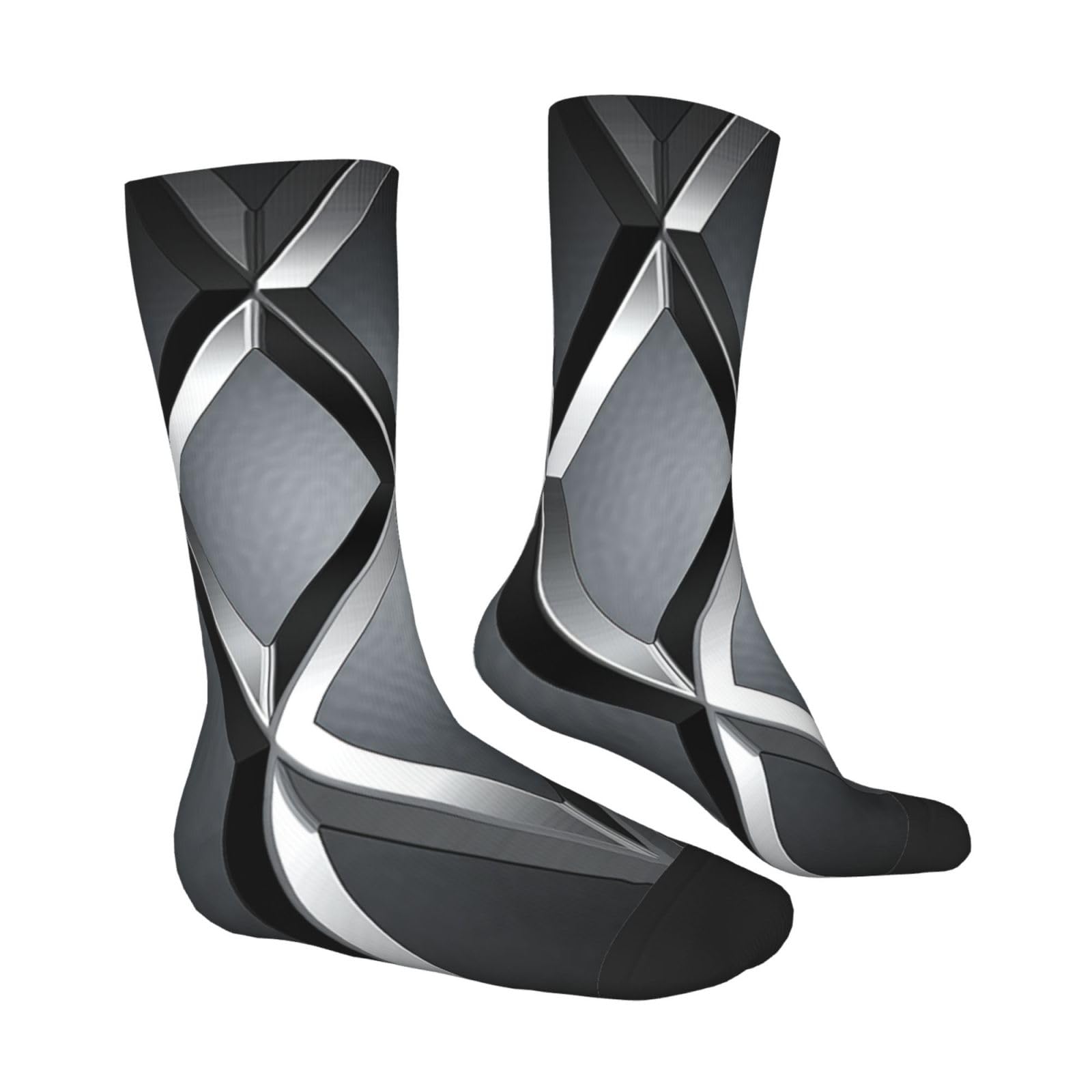 LZQPOEAS Silver Geometric Figure Athletic Socks Unisex Cushioned Crew Socks Hiking Running Calf Sock Soft Above Ankle Sock