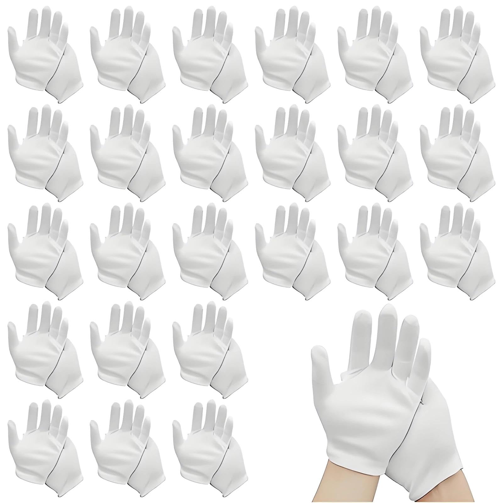 HAOXIZI 48 Pcs (24 Paars) White Cotton Gloves, Care Cotton Gloves, Soft and Resuable White Works Glove, Waiters Serving Glove, for Coin Jewelry Silver Inspection, Dry Hands, Beauty
