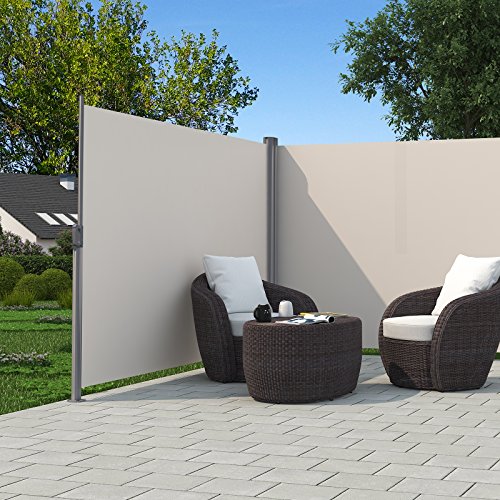 Toldo lateral enrollable beige persiana exterior terraza jardín 4