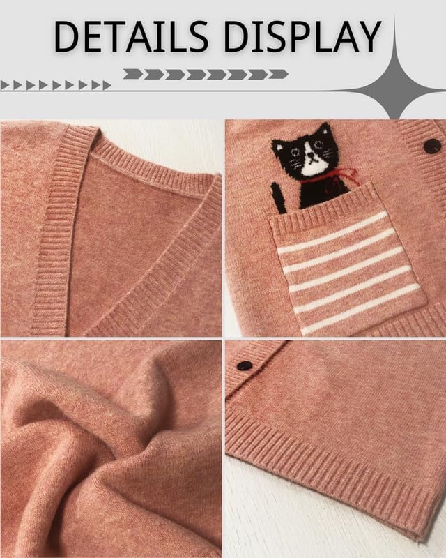 CORIRESHA Girl Cute Cat Rabbit Embroidered Sweater Vest Button Sleeveless Knit Cardigan - Image 3