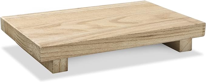 Nuogo Wood Riser Tray Soap, Stand Soap Tray for Kitchen Sink, Wood Pedestal for Kitchen Counter Sink Stand Decorative Rustic Bathroom Dishes Plant Bottles Candles Display(9 x 6 Inch,Natural)