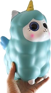 Curious Minds Busy Bags 1 Jumbo Alpaca with Horn and Wings Large Animal Slow Rise Squishies Slow Rise Foam - Scented Sensory, Stress, Fidget Toy Cute (Random Color)