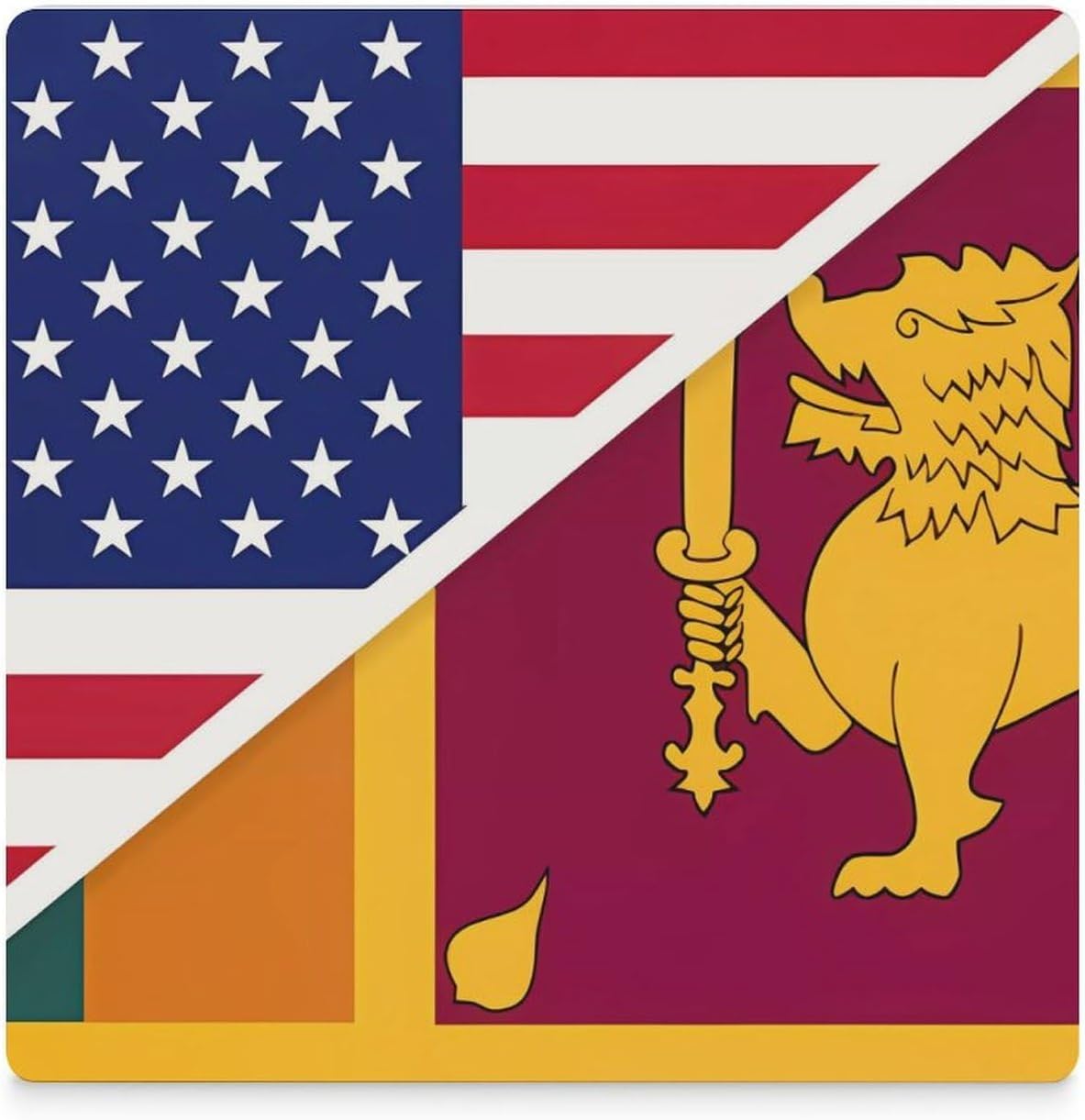 Sri Lanka U.S.A. Flag Funny Ceramic Coasters for Drinks Absorbent Cup Holder Tabletop Protector with Cork Base
