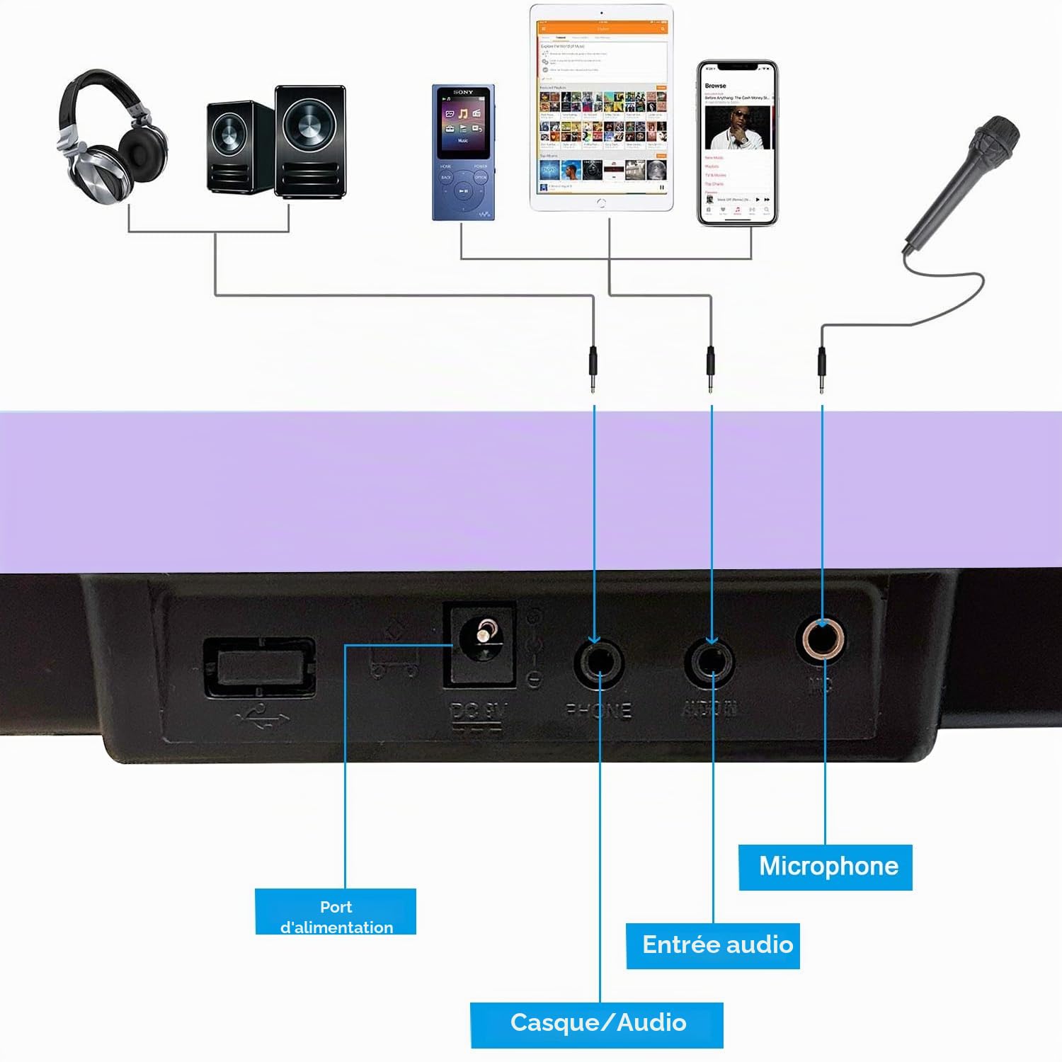 Clavier de piano électrique à 61 touches avec touches éclairées, synthétiseur numérique portable avec support, mini clavier musical pour débutants, enfants et adultes Violet