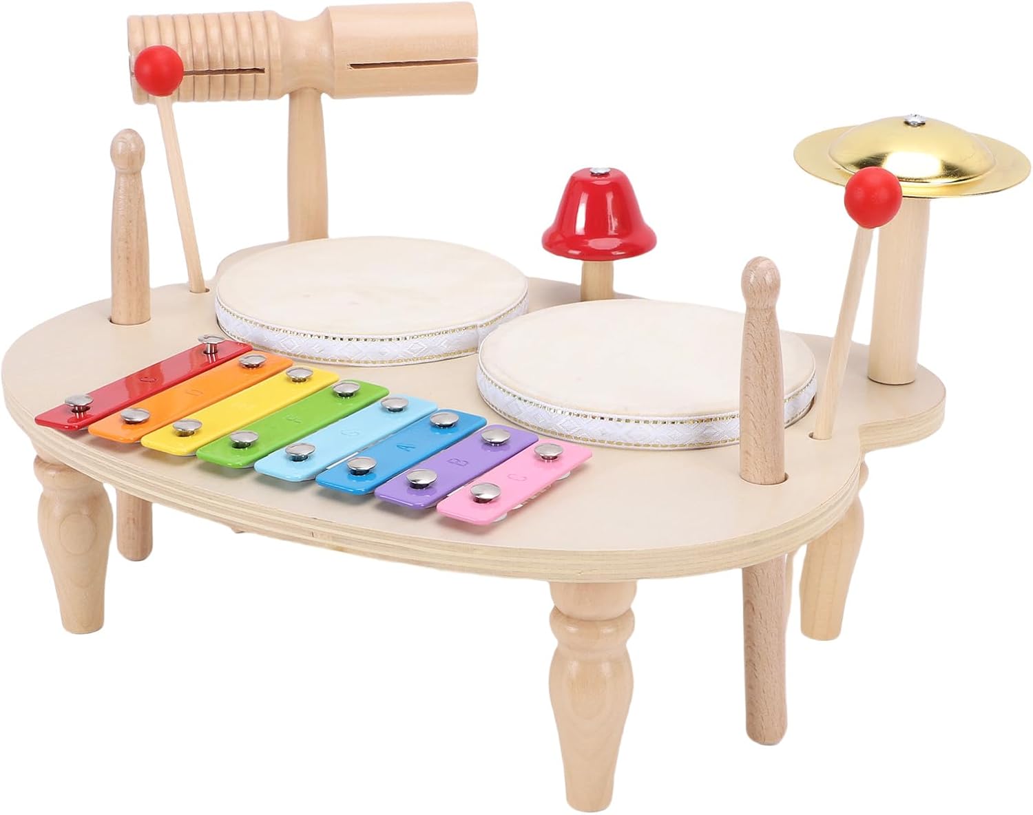 Generic Wooden Musical Toys Kids Drum Set Educational Music Station Colorful Keys for Pitch Association Linden for Warm Acoustic Tones