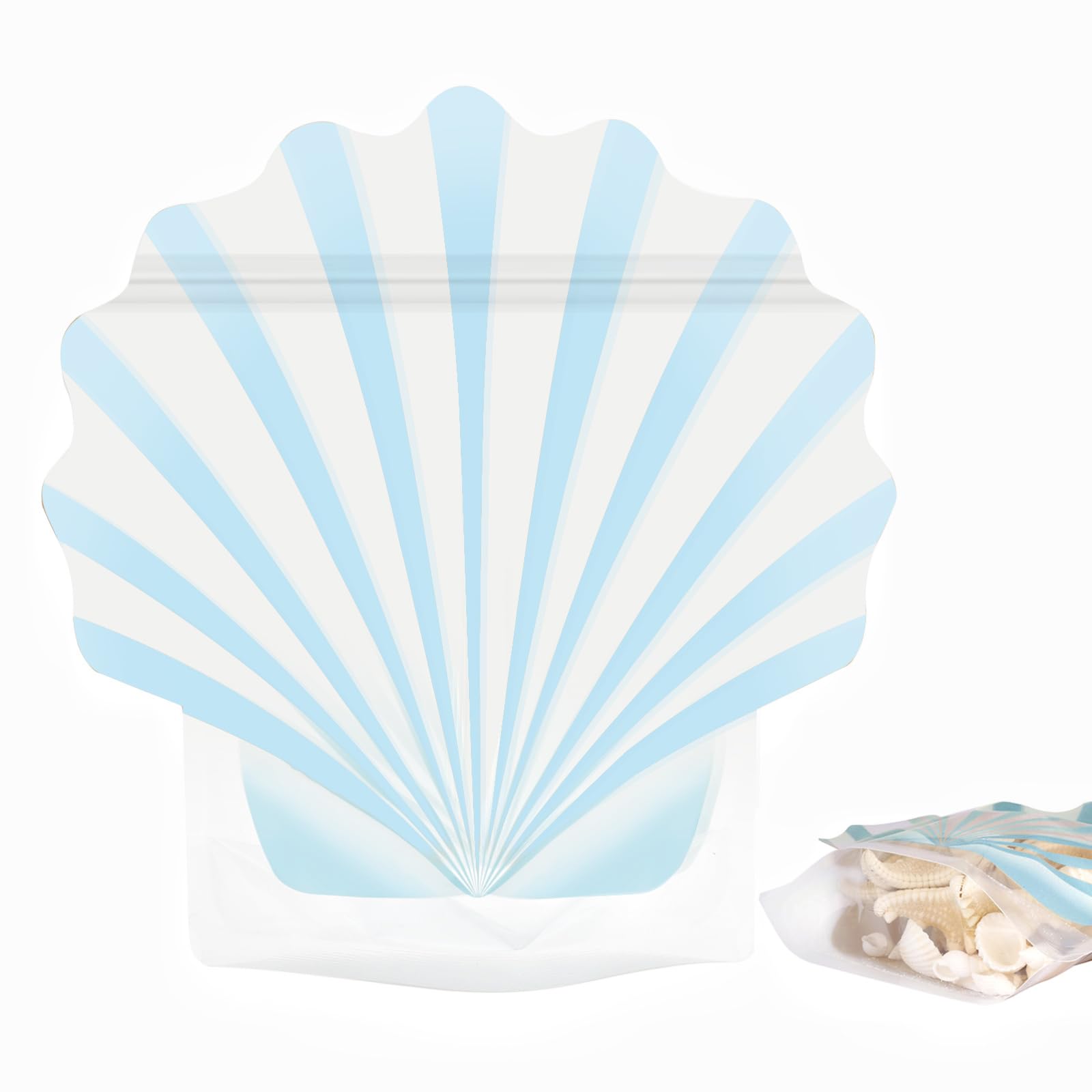 Luvlewen 20pcs Seashell Bags, Hangover Recovery Kit, Seashell Stand Up Pouch Bags for Beach Bachelorette Party Favor Supplies