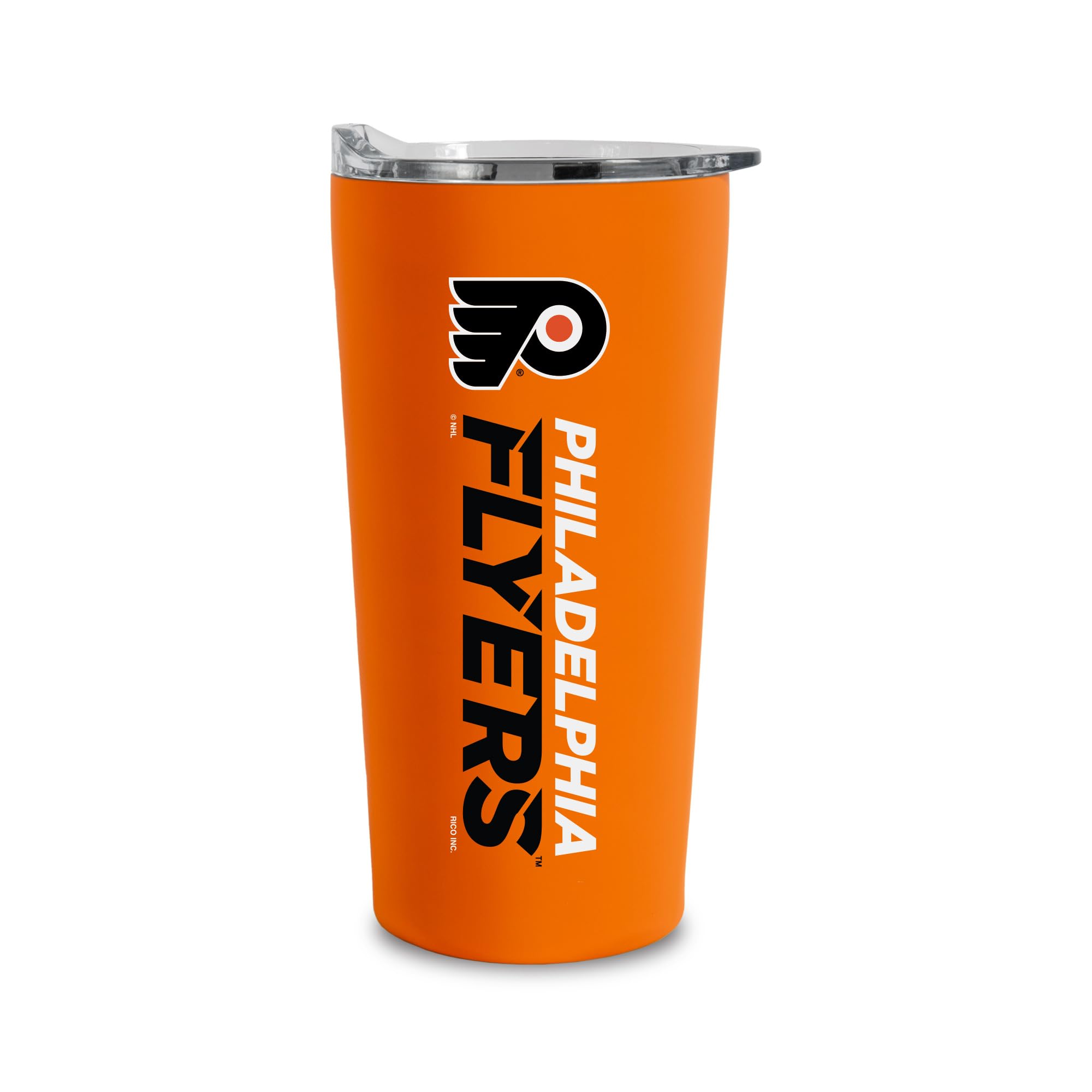 Rico Industries NHL Hockey Philadelphia Flyers 18oz Soft Touch, Easy Grip Tumbler