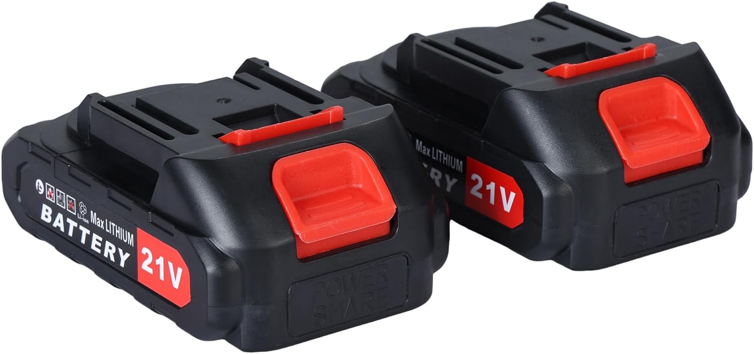 21V Battery for Power Tools 21V Li-ion Battery Pack for all Cordless Tool 21V Electric Rechargeable Battery for Hedge Trimmer/Cutter/Drill/Grass Trimmer/Chainsaw/Car Washer/Hammer Drill 2×1.5Ah B2